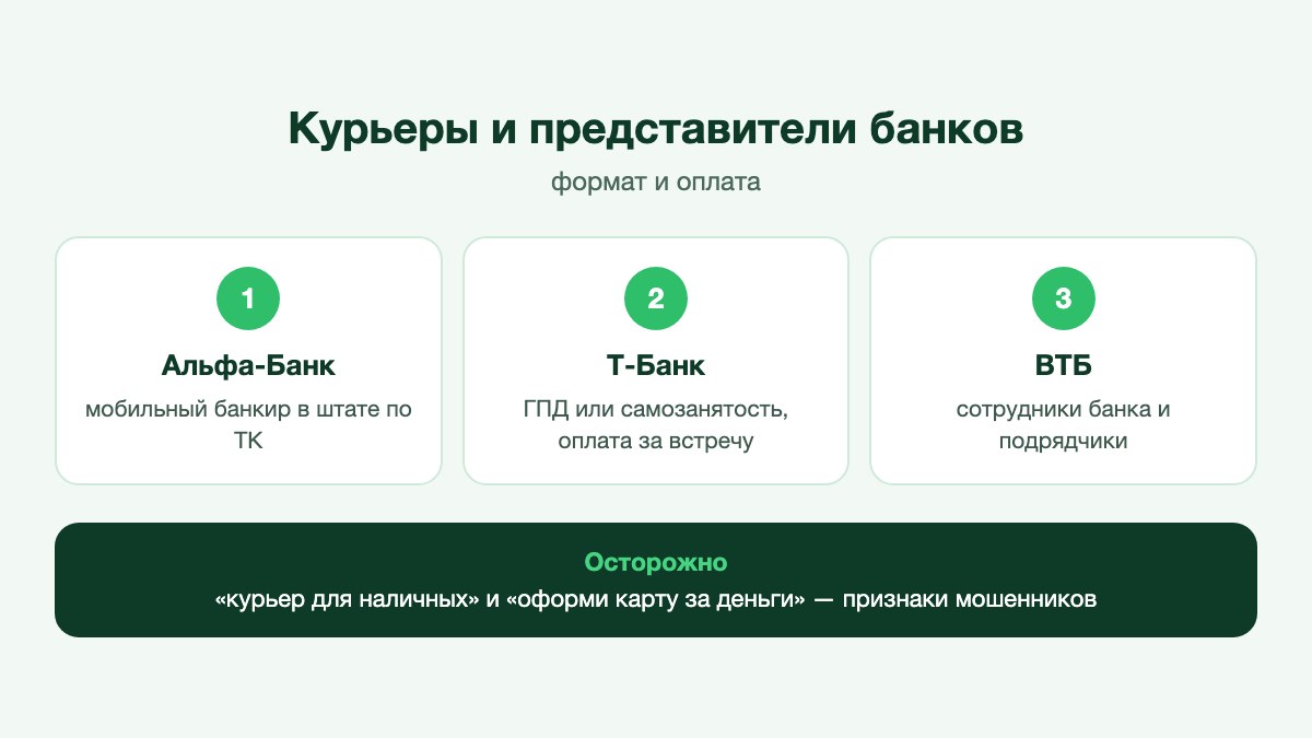 Сотрудник банка передаёт клиенту конверт с картой у двери квартиры
