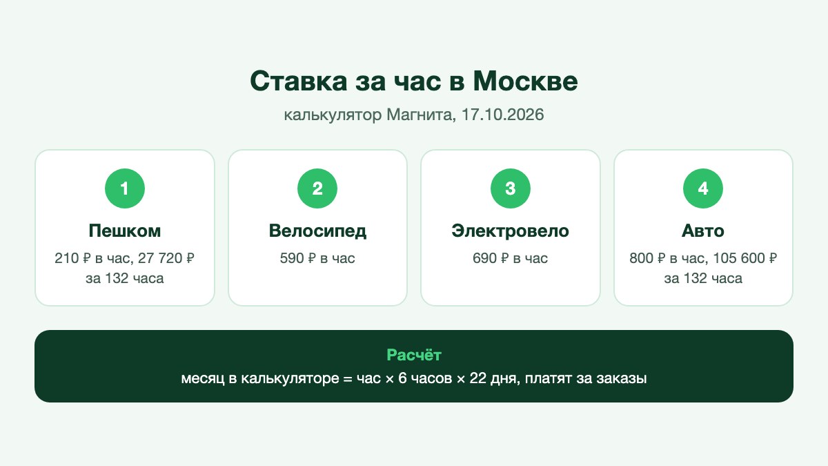 Курьер с термосумкой сверяет заработок за смену в телефоне у входа в продуктовый магазин
